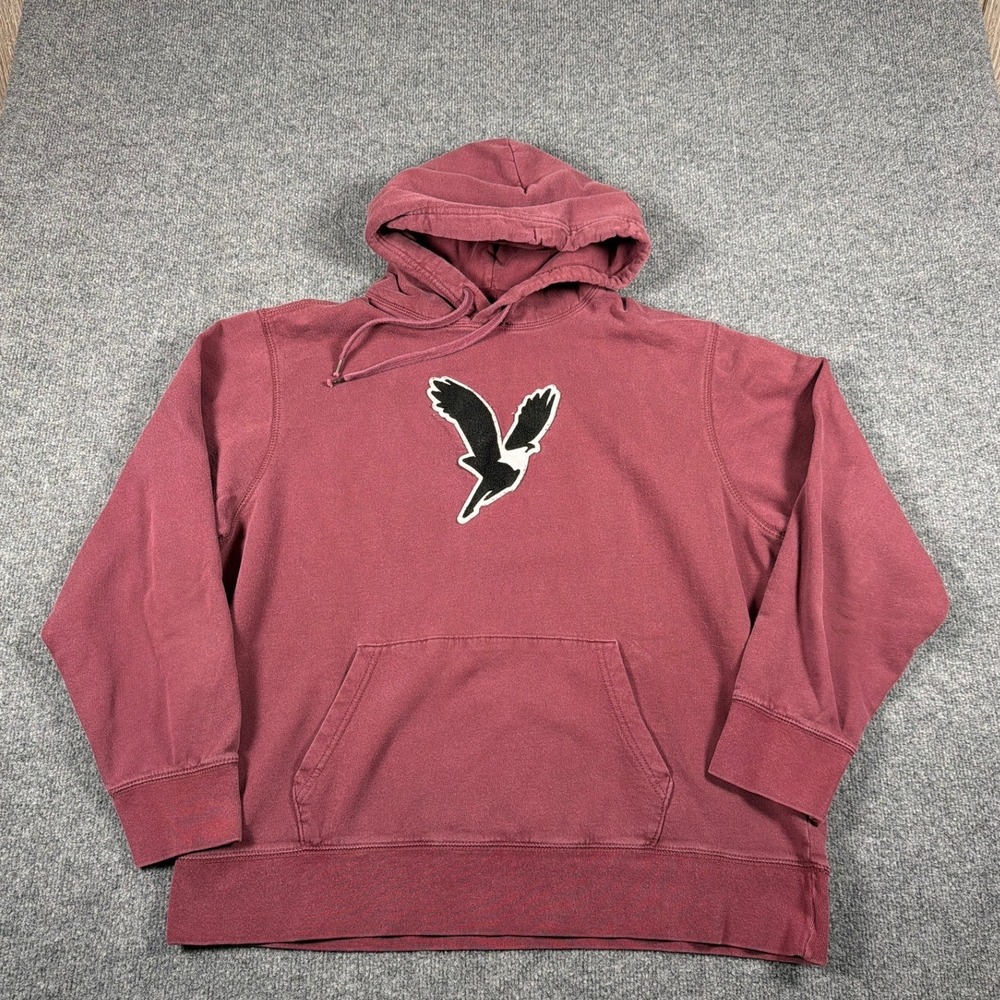 American Eagle Hoodie Mens XL‎ Maroon Big Logo Pullover Sweatshirt Y2K